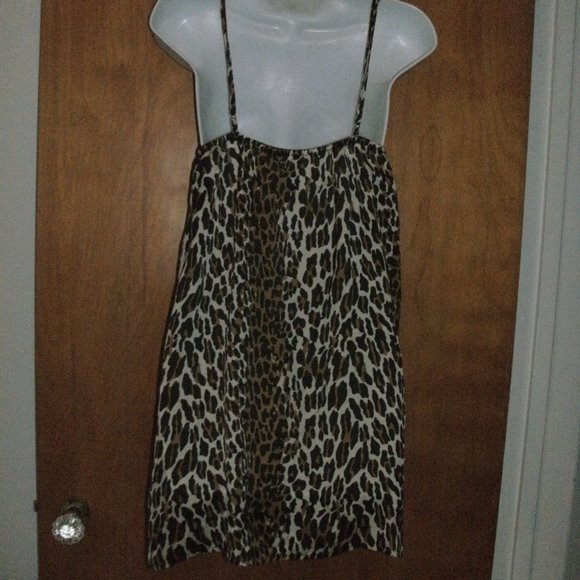 Sophie & Me Tan Brown & Black Silky Animal Print Nightie Chemise Gown Lingerie L - Picture 3 of 3